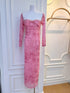 Women Deep Neckline Long Sleeves Long Dresses